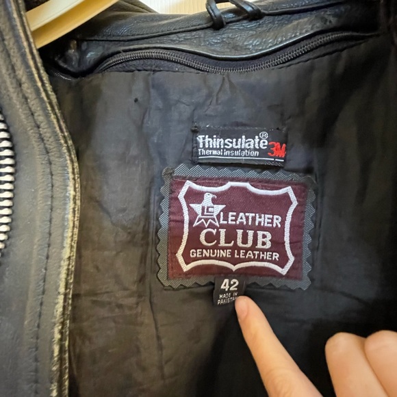 Leather club genuine leather jacket, size 42 - Picture 10 of 11